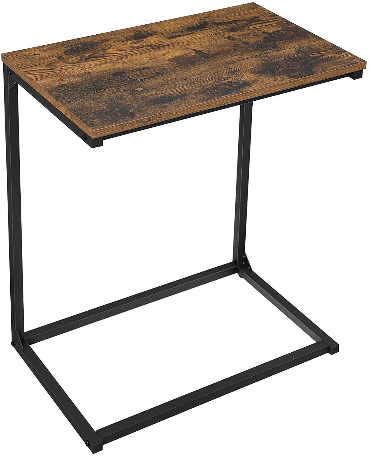 Side Table, Small Sofa Table, End Table, Laptop Table, for Bedroom, Living Room, Work in Bed or on The Sofa, Simple Structure, Stable, Industrial Style, Rustic Brown and Black LNT52BX RAW58.dk 