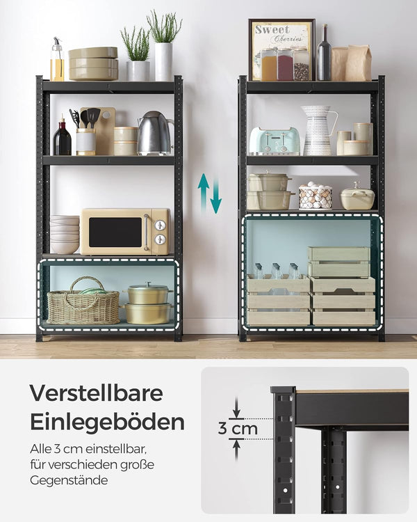Liva værkstedsreoler | 2 stk. / 4 hylder - Sort