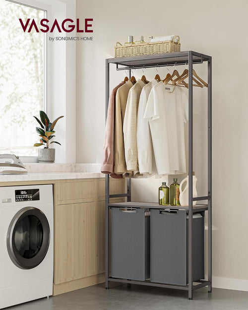 Hanne tøjstativ med vasketøjskurve - Grå