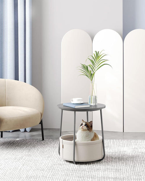 William senge- og sidebord - Grå/hvid kurv