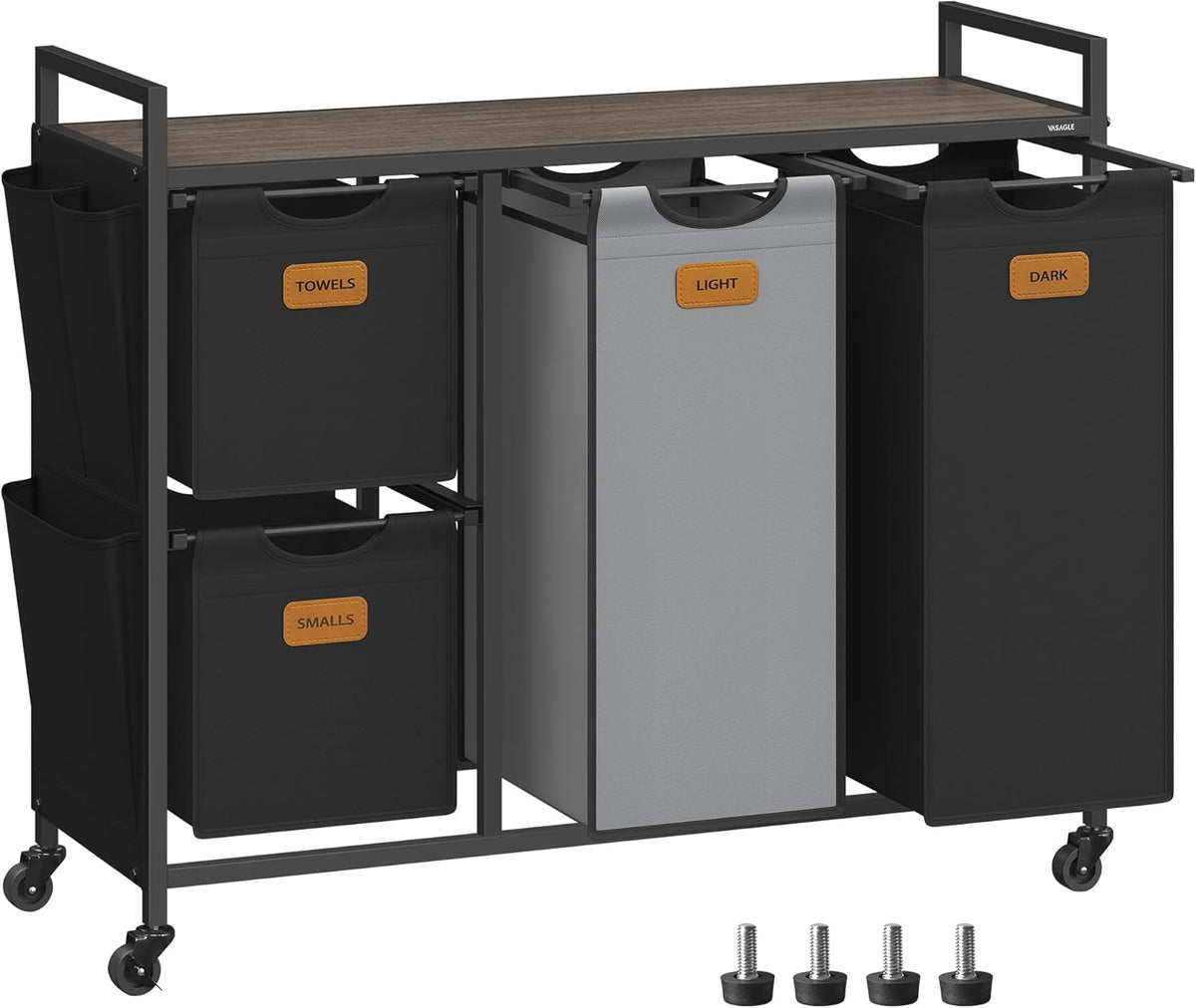 Jennifer vasketøjskurv | 4 rum, 150 L - Brun/sort