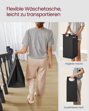 Frankfurt vasketøjskurv med hylde | 3 rum, 114 L - Rustik brun/sort