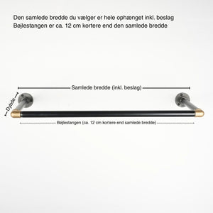 Bøjlestang SARA sort med messing