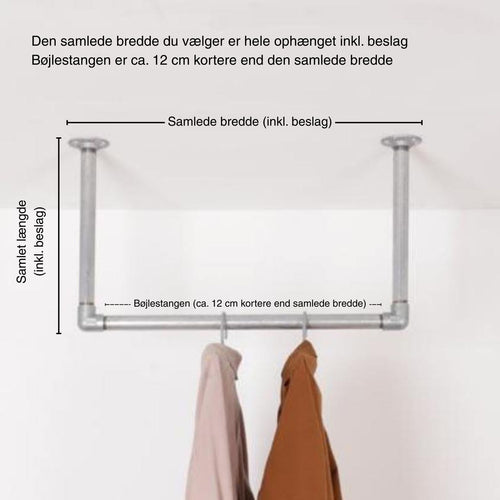 Flot indretning med Raw58 William bøjlestang til loft i galvaniseret vandrør