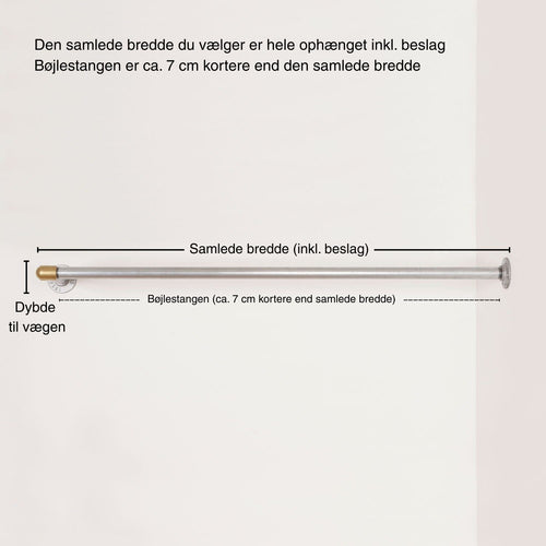 RAW58 Liam bøjlestang til væg i sølv Ophæng RAW58 57 cm Sølv med messing samlinger