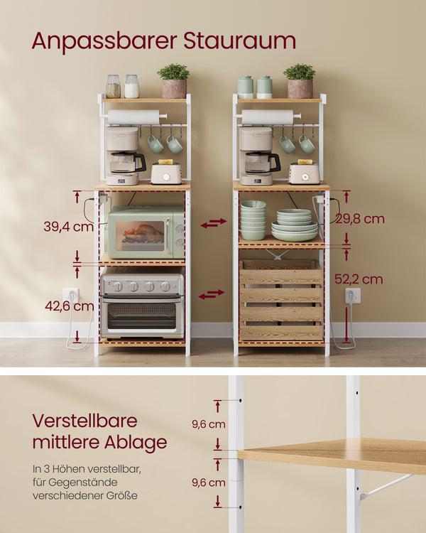 Tilda køkkenreol | 4 hylder - Lyst træ/hvid