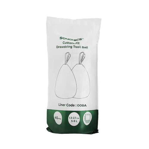 Skraldeposer med snøreluk | 8 L - hvid - 45 poser