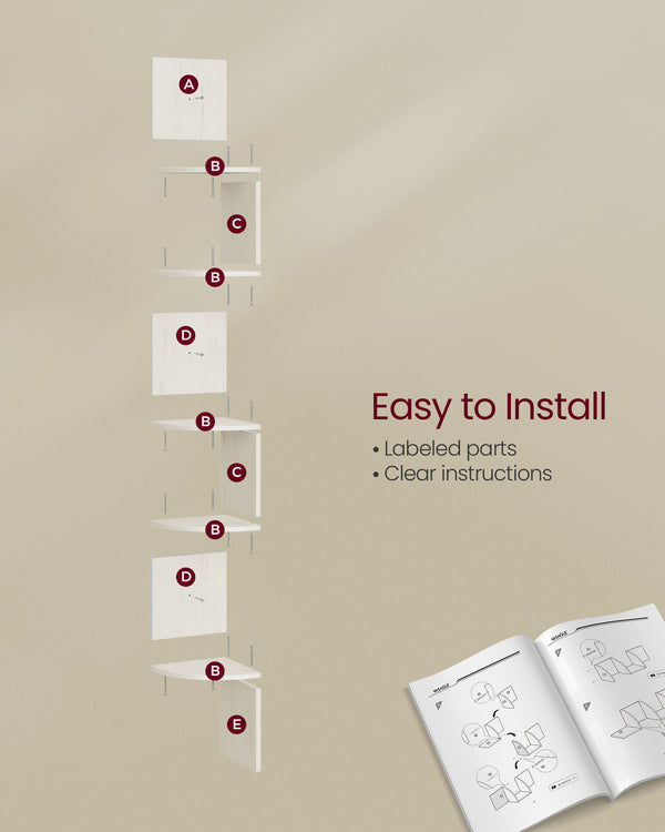 Mira hjørnereol - Rustik hvid