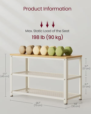 Ingrid skobænk - Lyst træ/hvid