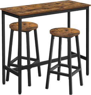 Elin barbord med 2 barstole - Rustik brun/sort
