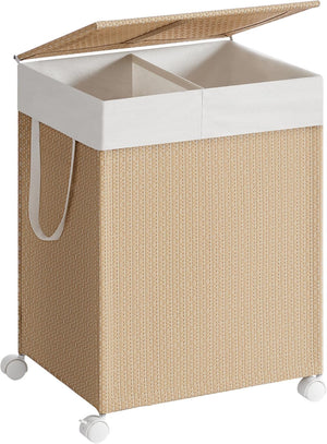 Elva vasketøjskurv | 2 rum, 100 L - Beige/hvid