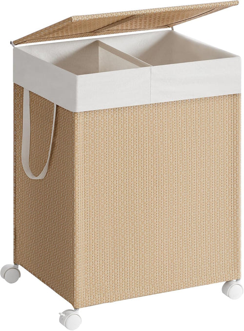 Elva vasketøjskurv | 2 rum, 100 L - Beige/hvid