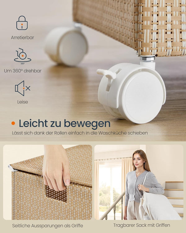 Elva vasketøjskurv | 2 rum, 100 L - Beige/hvid