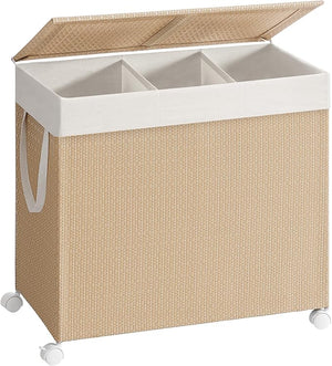 Alva vasketøjskurv | 3 rum, 140 L - Beige/hvid