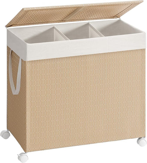 Alva vasketøjskurv | 3 rum, 140 L - Beige/hvid