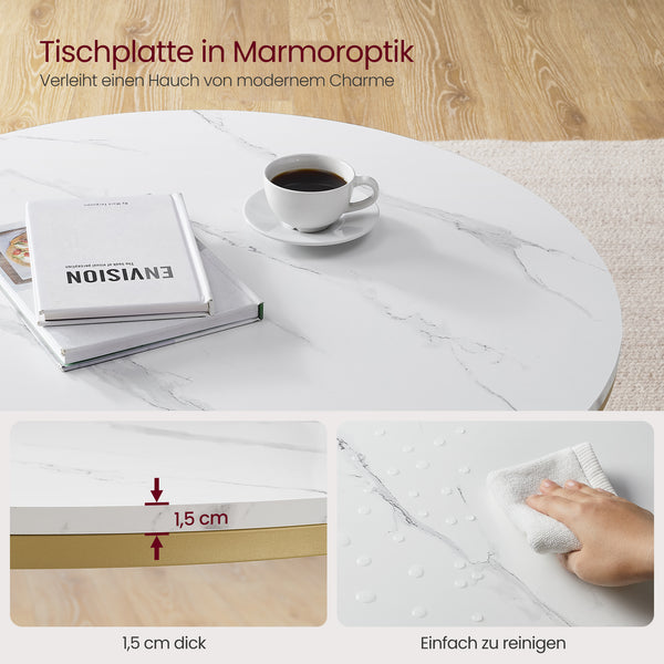 Phillip sofabord - Hvid marmor/guld