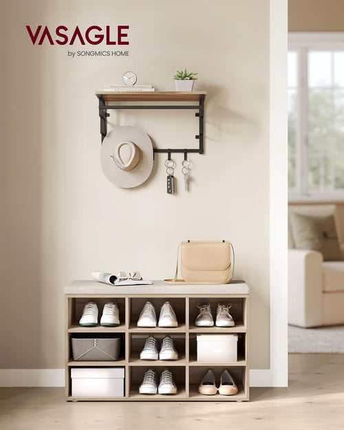 Freya skobænk - Beige/mørkt træ