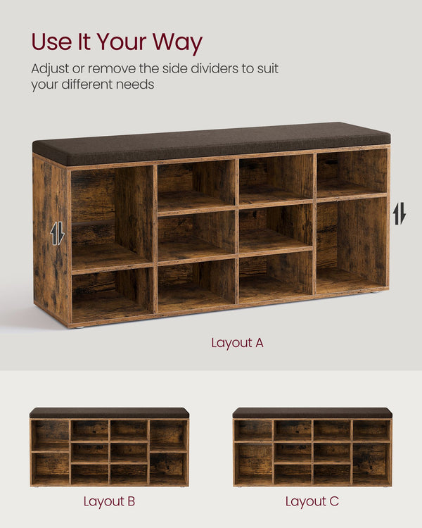 Millie skobænk - Rustik brun