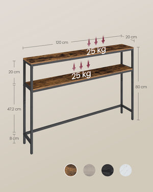 Amara konsolbord | 120 cm - Rustik brun/sort