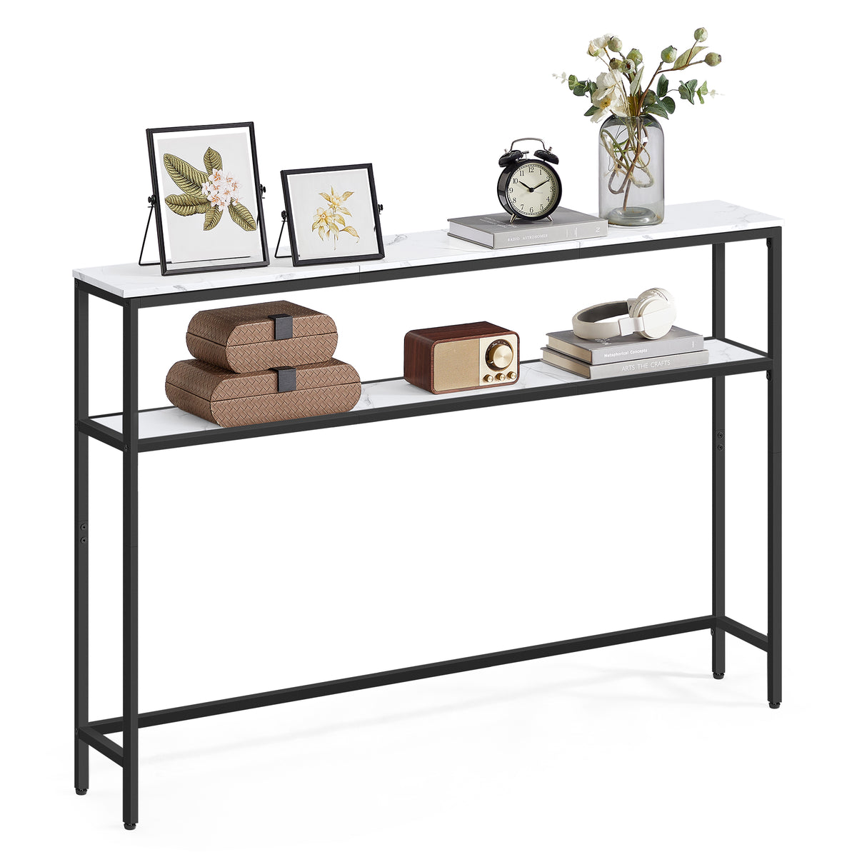 Amara konsolbord | 120 cm - Hvid marmor/sort