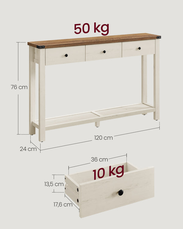 Elin konsolbord - Brun/rustik hvid