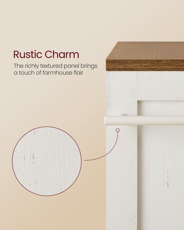 Elin rullevogn - Rustik hvid/brun