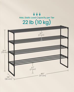 Liva skoreol | 4 hylder - Sort