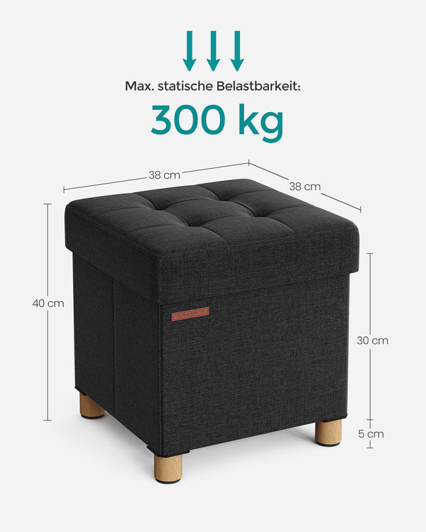 Elin puf med opbevaring | 37 L - Sort