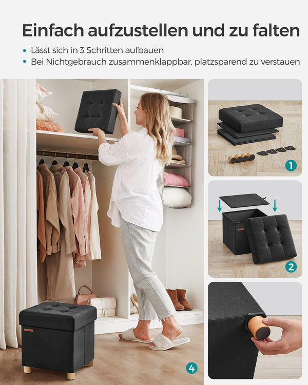 Elin puf med opbevaring | 37 L - Sort