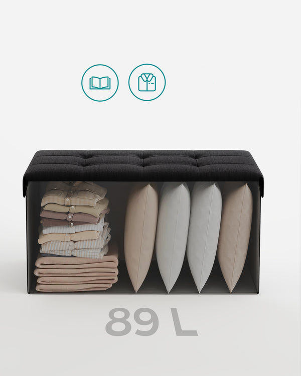 Mina puf med opbevaring | 89 L - Sort