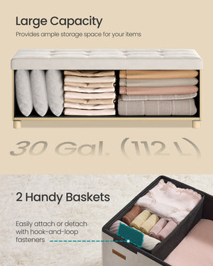 Alexandra puf med opbevaring | 112 L - Beige