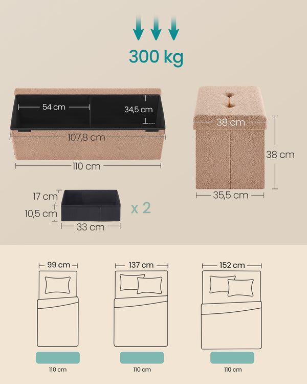 Ellie opbevaringsbænk - Beige