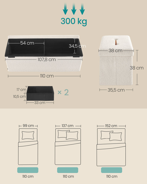 Ellie opbevaringsbænk - Hvid