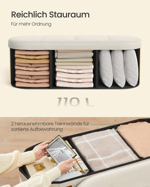 Nola puf med opbevaring | 110 L - Cremehvid