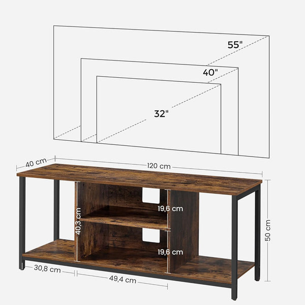 Elin TV-bord - Rustik brun/sort