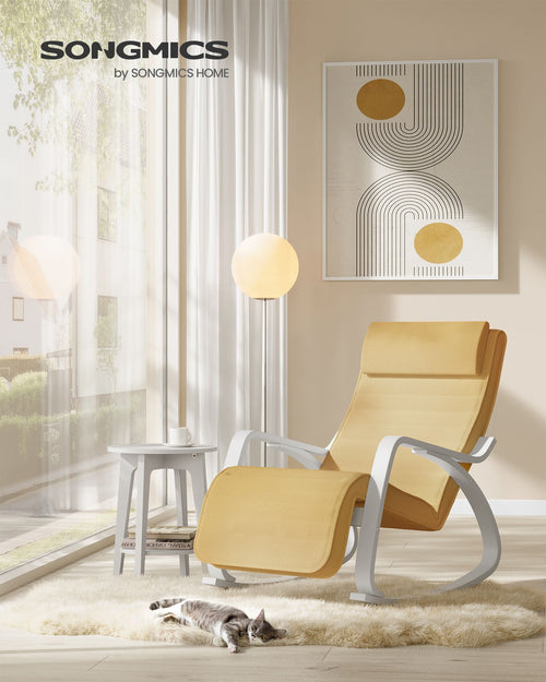 Vivienne gyngestol - Gul/hvidt stel