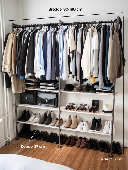 Tøjstativ OLIVER sort med hylder RAW58 Tøjstativer RAW58