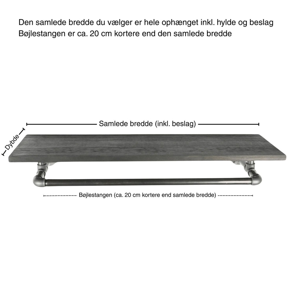 Bøjlestang SARA sølv med hylde