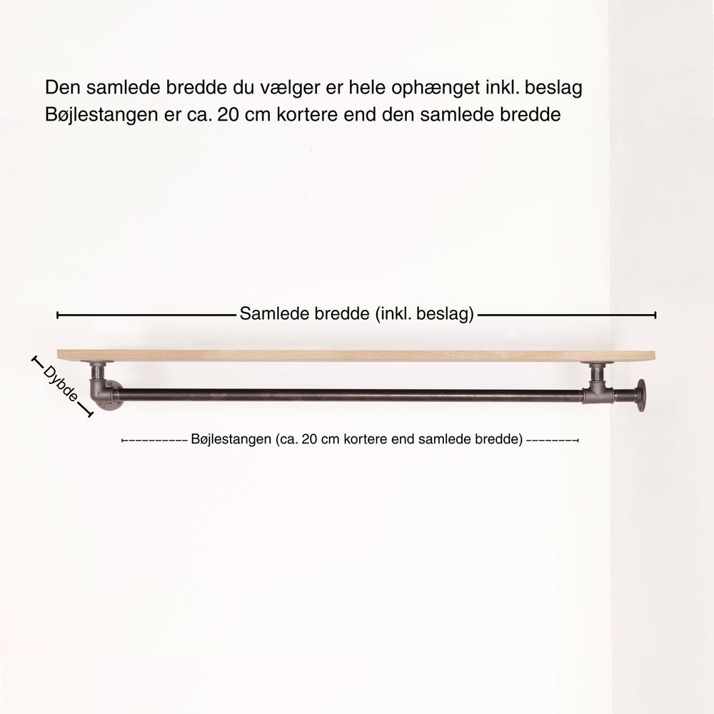 Bøjlestang LIAM sort med hylde