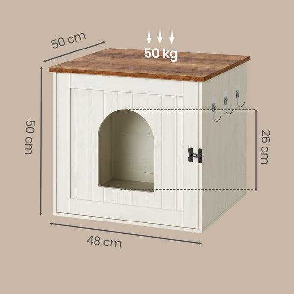 Elin katteboks til kattebakke - Rustik hvid/brun