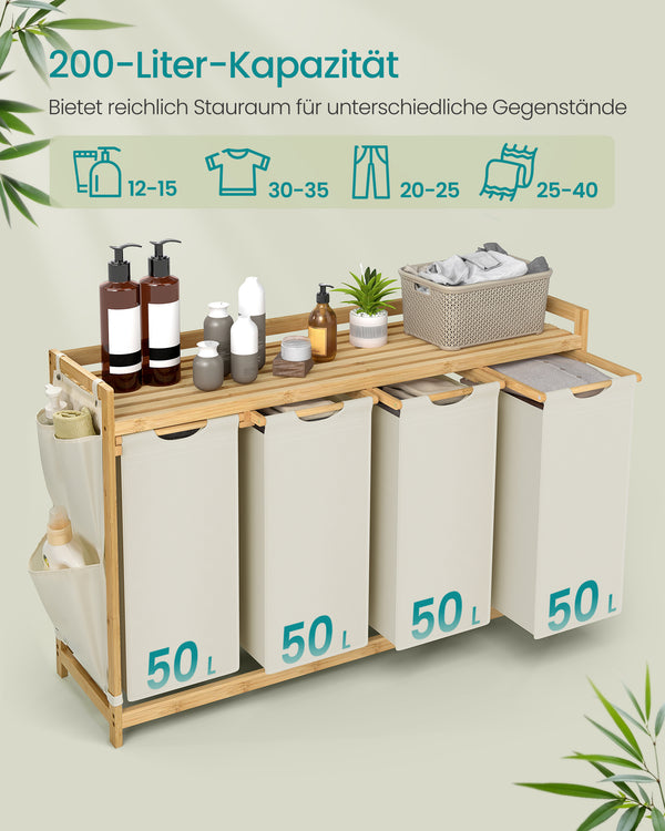 Nova vasketøjskurv | 4 rum, 200 L - Cremehvid