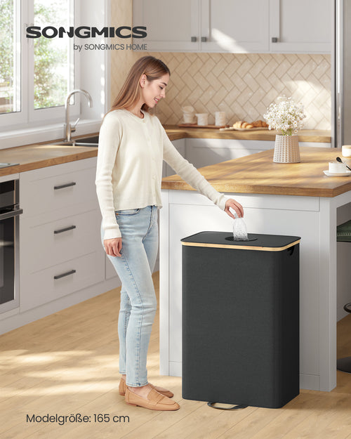 Thea skraldespand | 100 L - Sort/beige
