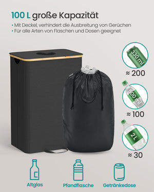 Thea skraldespand | 100 L - Sort/beige