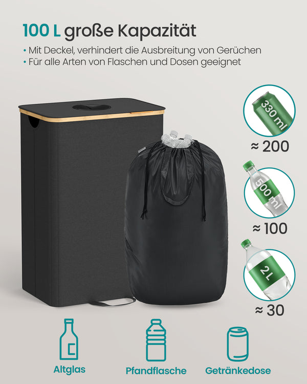 Thea skraldespand | 100 L - Sort/beige