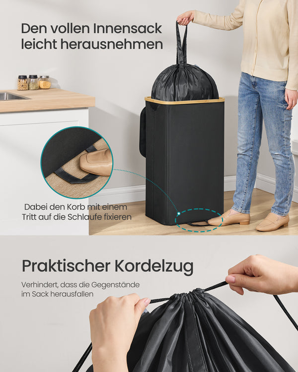 Thea skraldespand | 100 L - Sort/beige