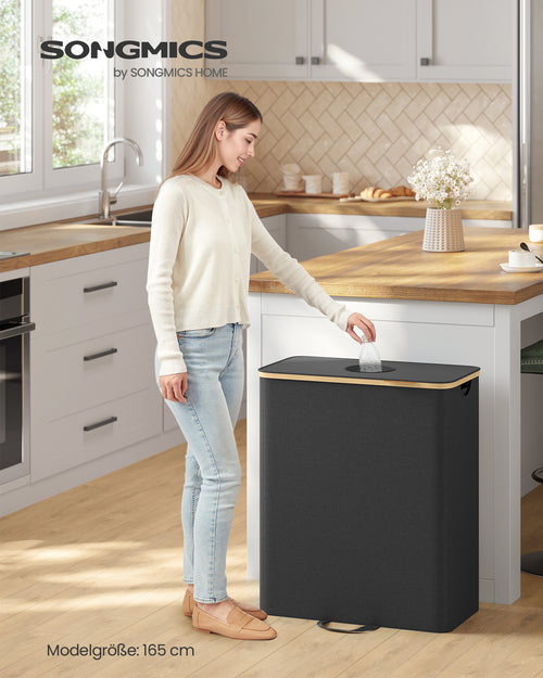 Liva skraldespand | 140 L - Sort/beige