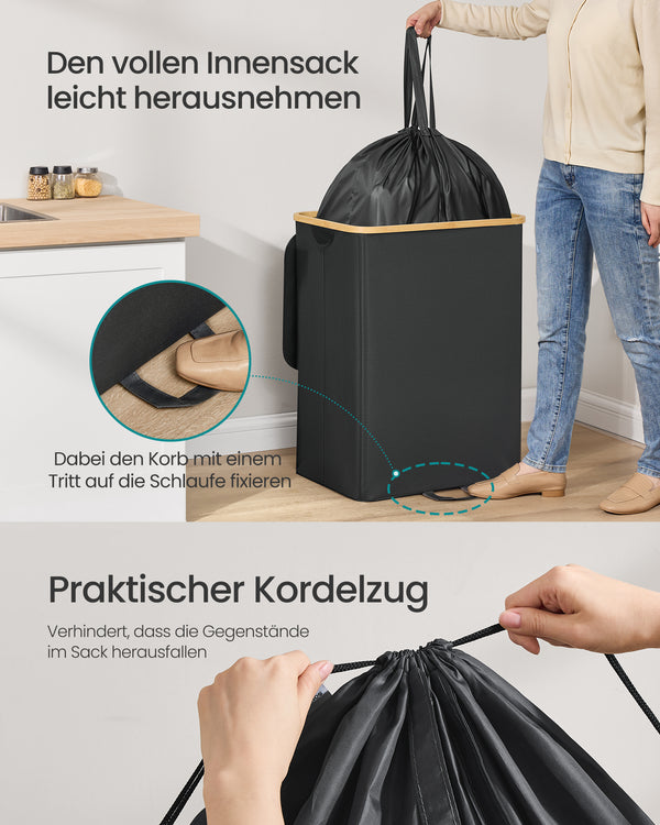 Liva skraldespand | 140 L - Sort/beige