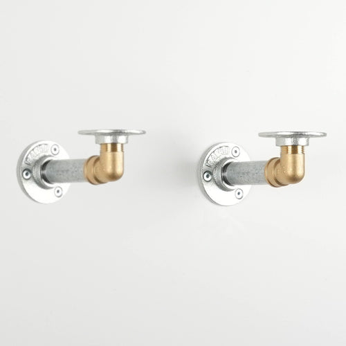 Hyldeknægt ELLA sølv med messing - Til hylde