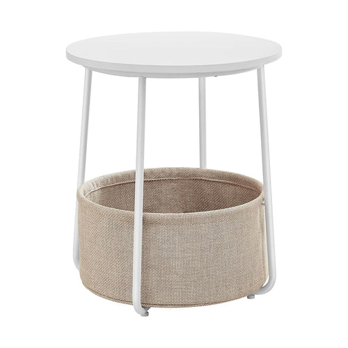 William senge- og sidebord - Hvid/beige kurv