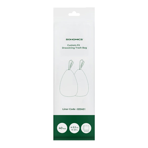 Skraldeposer med snøreluk - 15-20 L - gennemsigtige - 40 poser